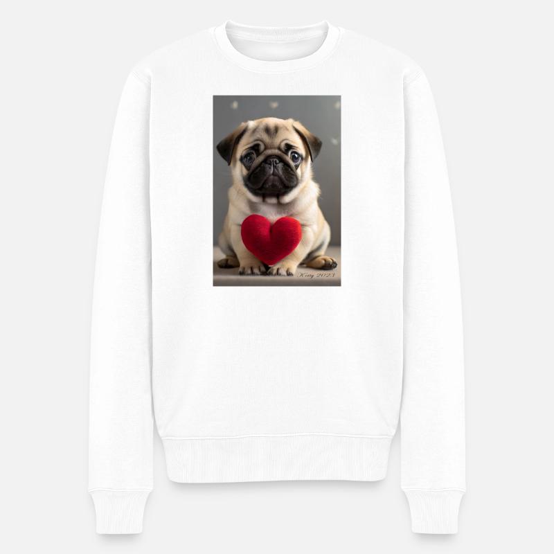 Chiot mignon avec coeur - Pull Premium bio Homme - blanc