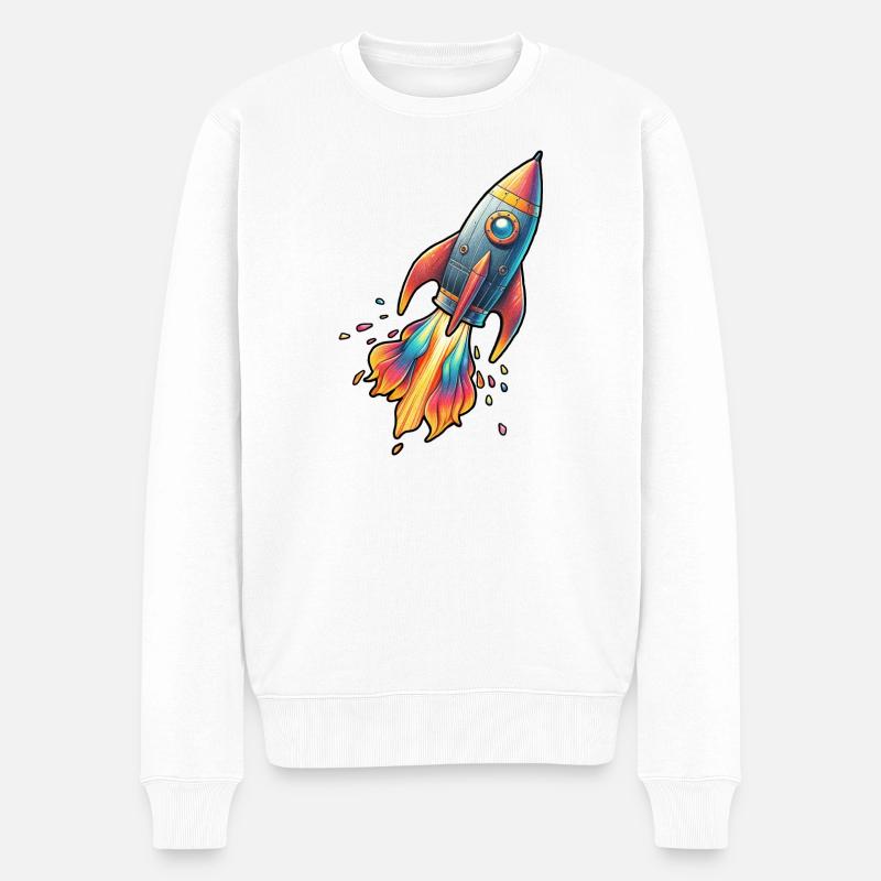 Farbenrakete mit Feuerfarben - Männer Premium Bio Pullover - Weiß