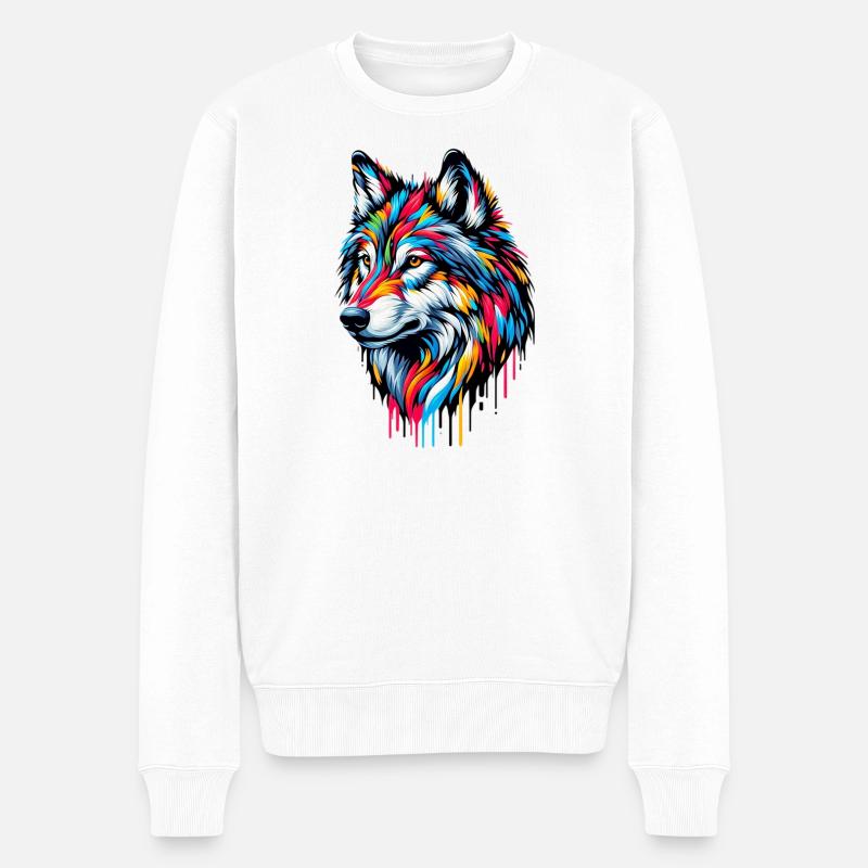 Wolf - Men's Premium Organic Jumper - white