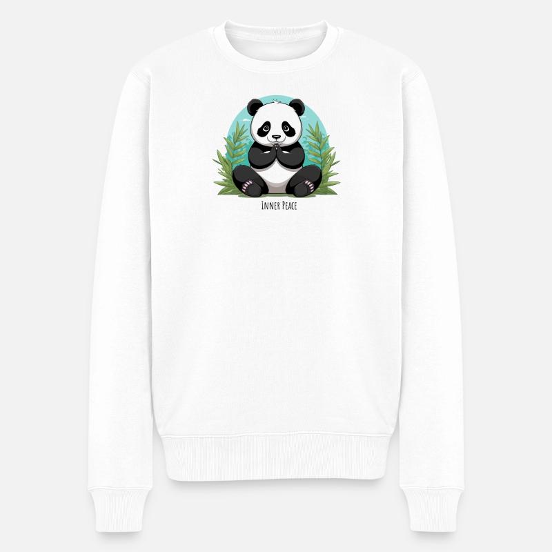 Paix intérieure – Panda méditant - Pull Premium bio Homme - blanc