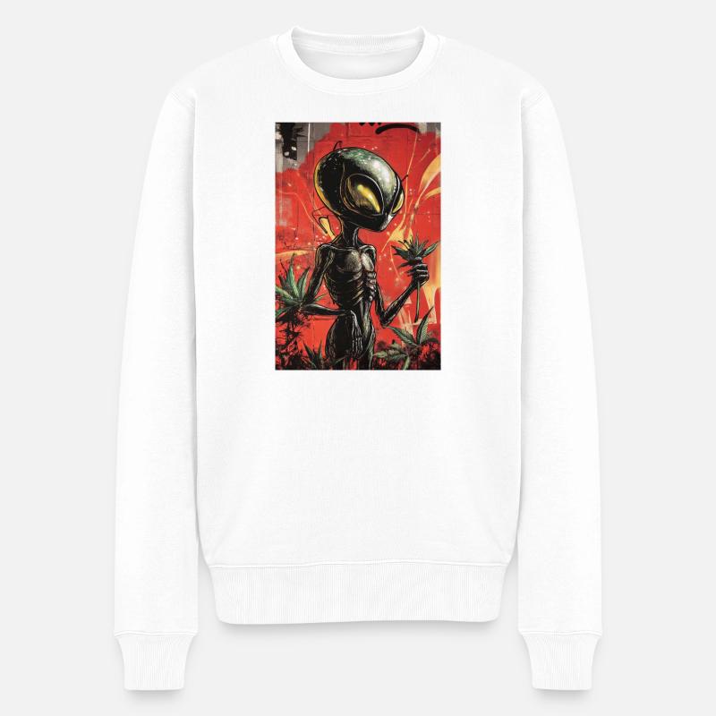 Außerirdischer Gärtner Graffiti - Männer Premium Bio Pullover - Weiß