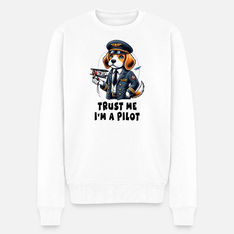 Pilote Beagle - Pull Premium bio Homme - blanc