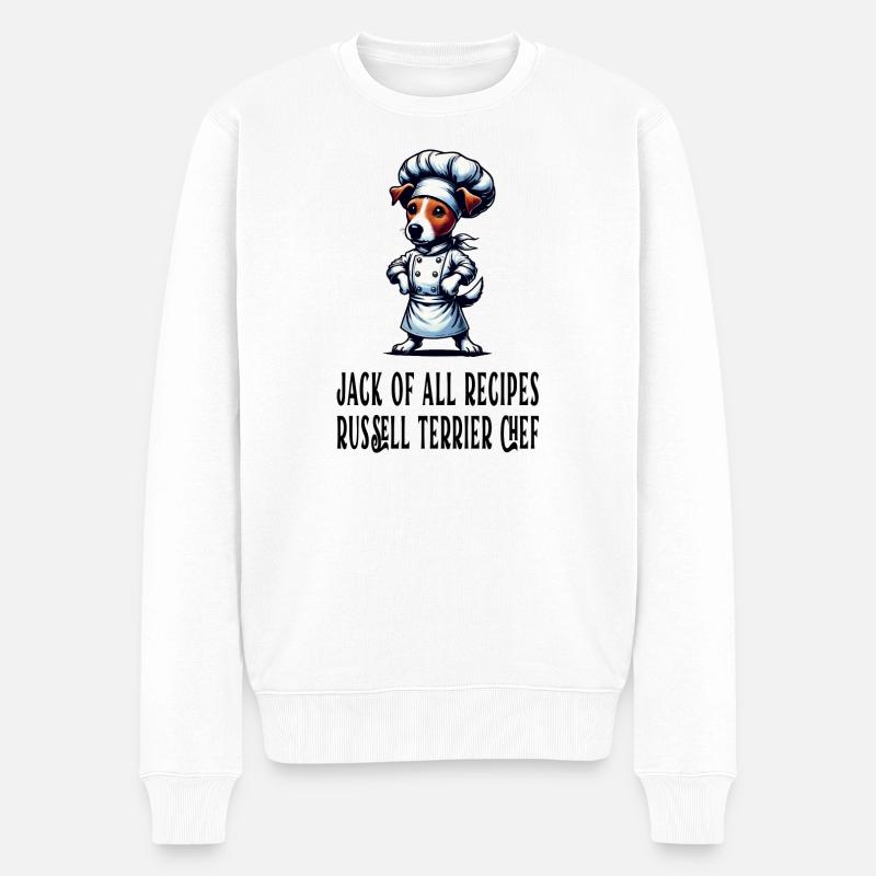Jack Russel Terrier Cook - Pull Premium bio Homme - blanc