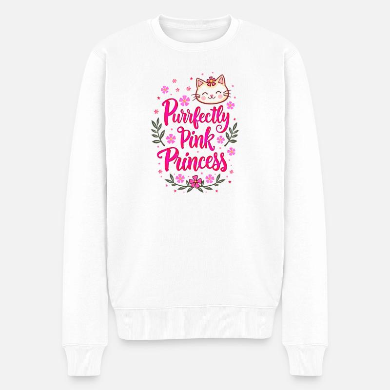 Prinzessin Rosa Kawaii Girly - Männer Premium Bio Pullover - Weiß