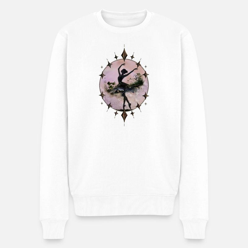 Tanzende Tänzerin - Männer Premium Bio Pullover - Weiß