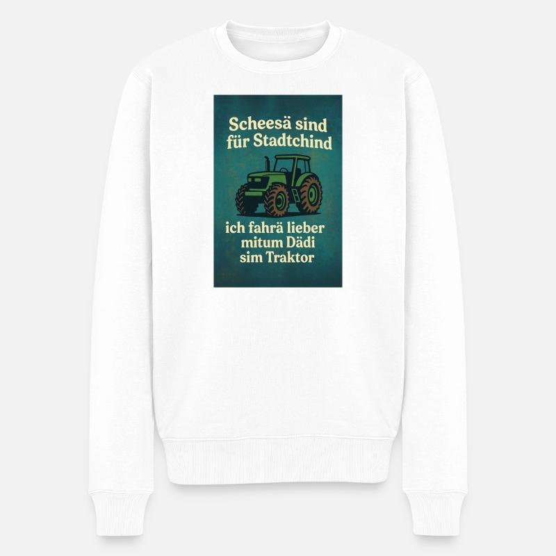 Traktor vum Dädi - Männer Premium Bio Pullover - Weiß