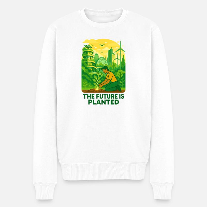 Solarpunk Roots - Männer Premium Bio Pullover - Weiß