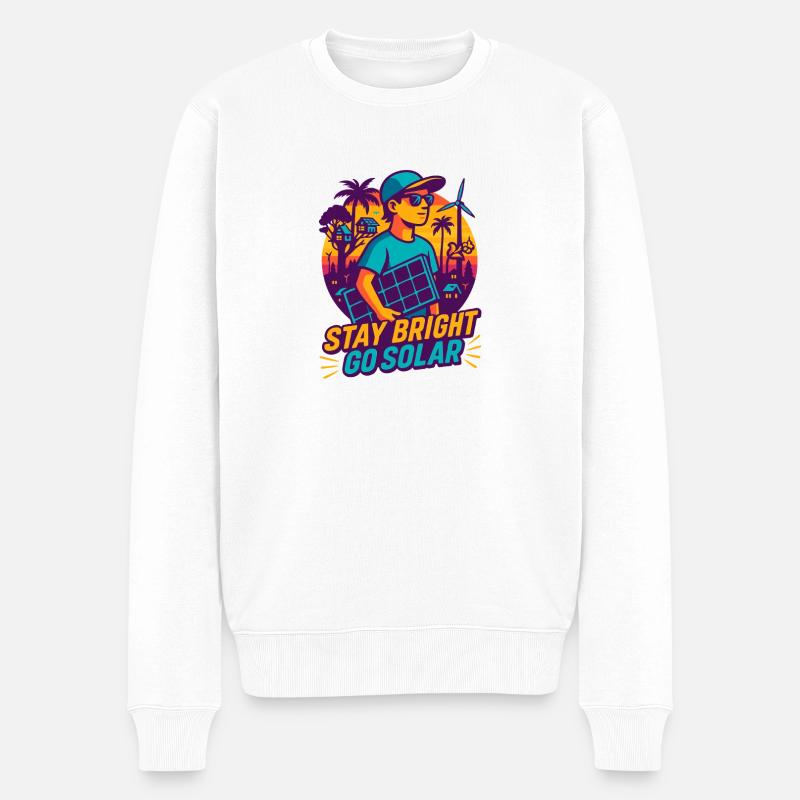 Stay Bright – Go Solar - Männer Premium Bio Pullover - Weiß