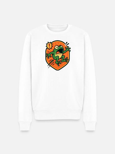 Panic Frog badge - Men's Premium Organic Jumper - white