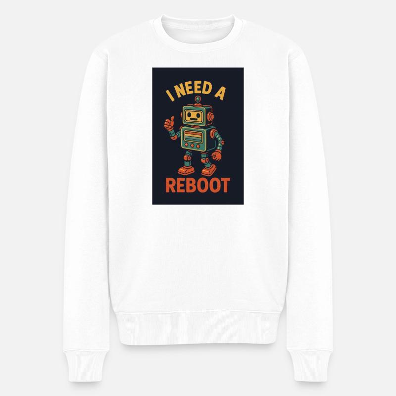 Redémarrer le robot IA rétro - Pull Premium bio Homme - blanc
