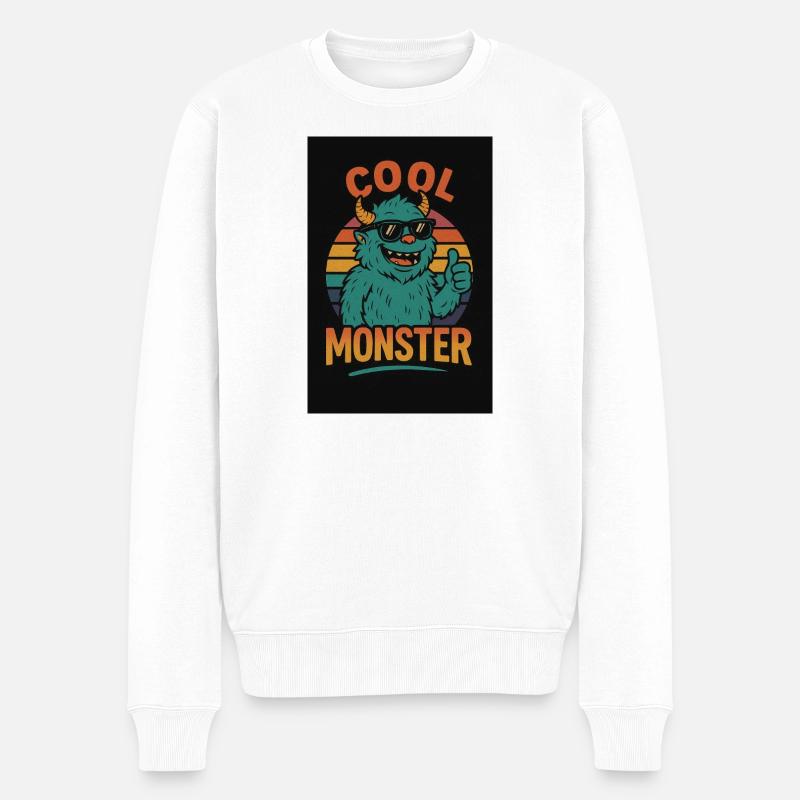 Cool Monster - Männer Premium Bio Pullover - Weiß