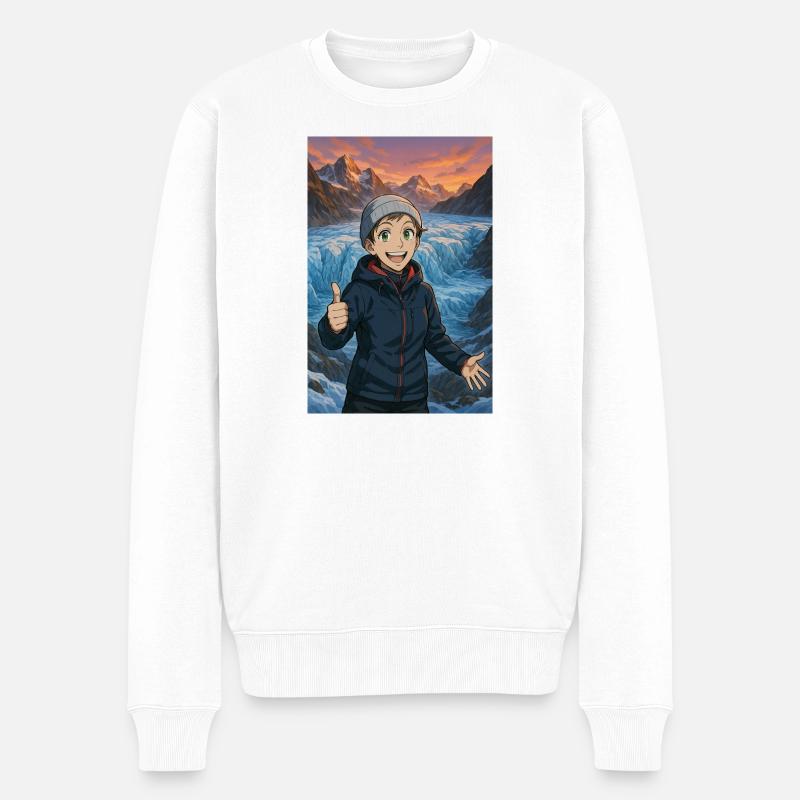 Freudige eisige Wanderung - Männer Premium Bio Pullover - Weiß