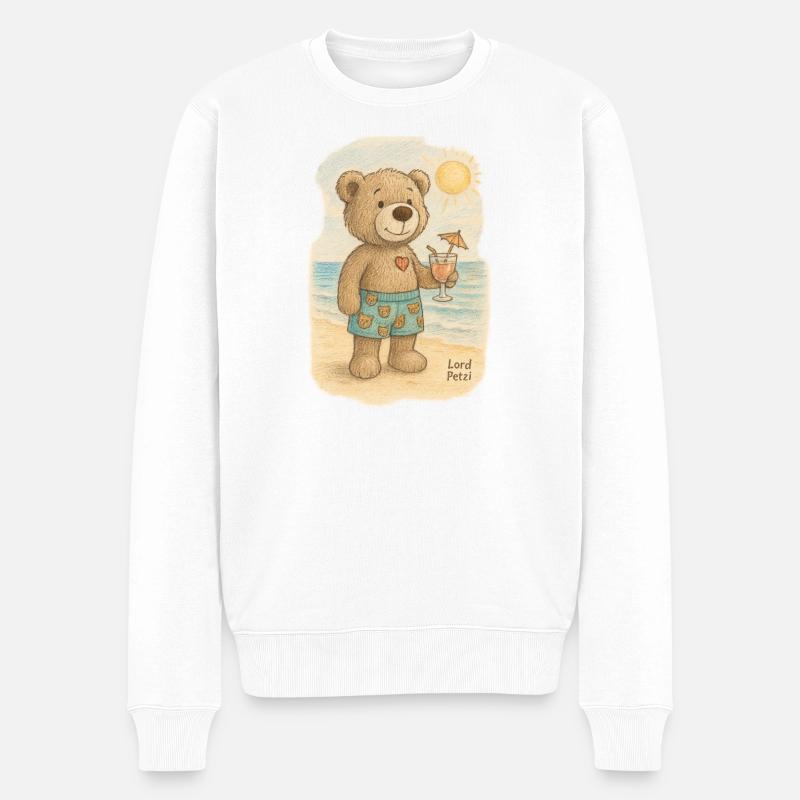 Lord Petzi am Strand - Männer Premium Bio Pullover - Weiß