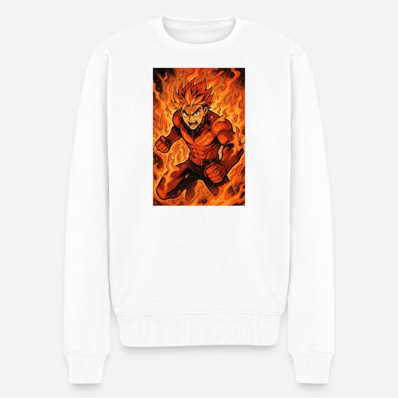 Feuerflammen Kämpfer - Männer Premium Bio Pullover - Weiß