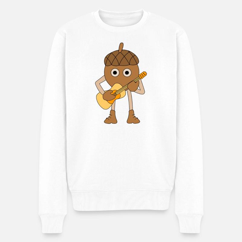 Gitarrensattel - Männer Premium Bio Pullover - Weiß