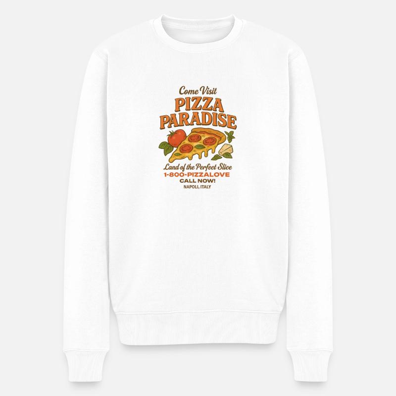 Le paradis de la pizza - Pull Premium bio Homme - blanc