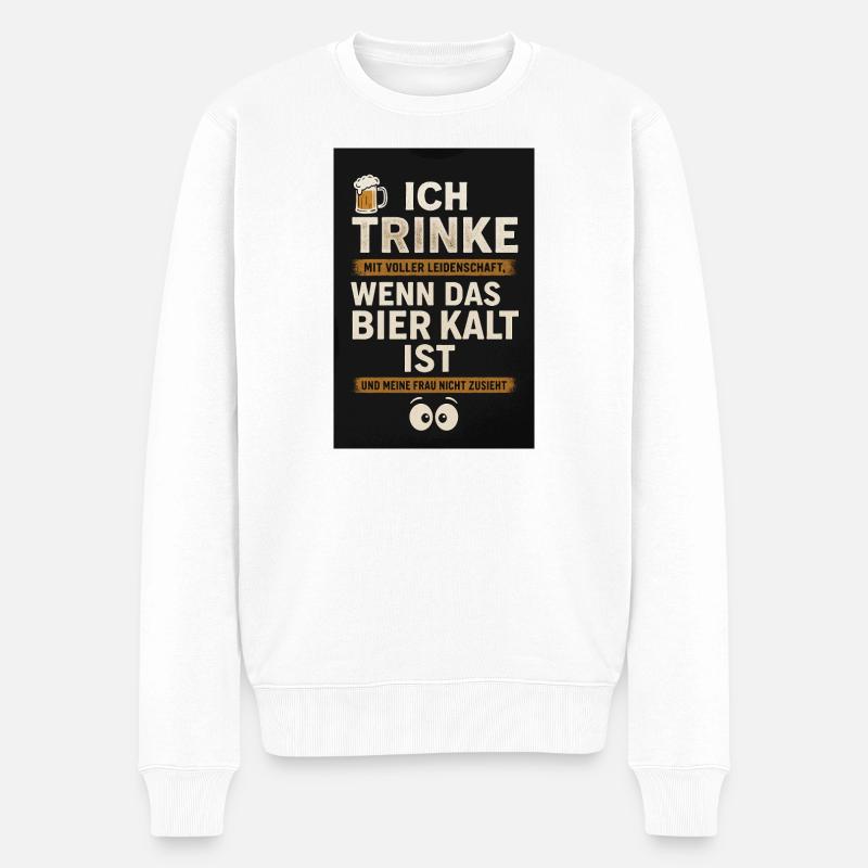 Ohne meine Frau - Männer Premium Bio Pullover - Weiß