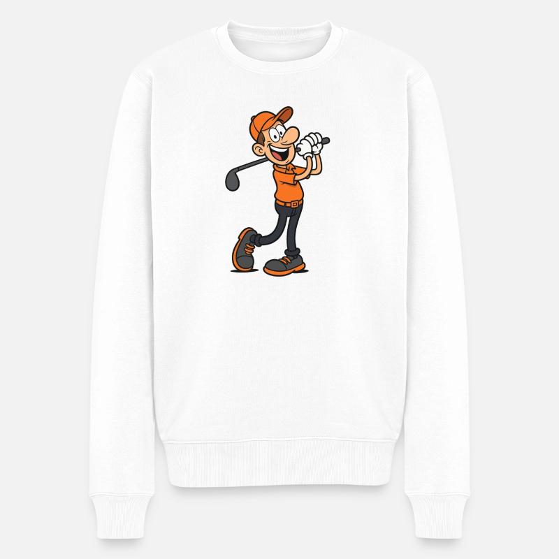 Cartoon Golfer - Männlich - Männer Premium Bio Pullover - Weiß