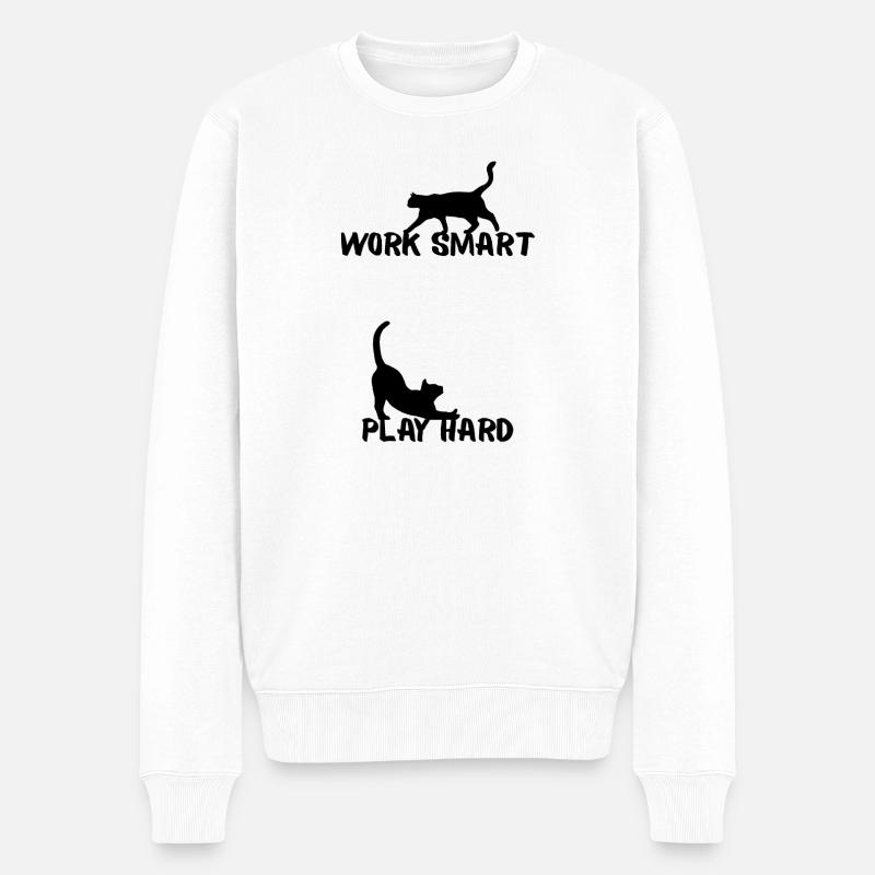 Work smart - Männer Premium Bio Pullover - Weiß