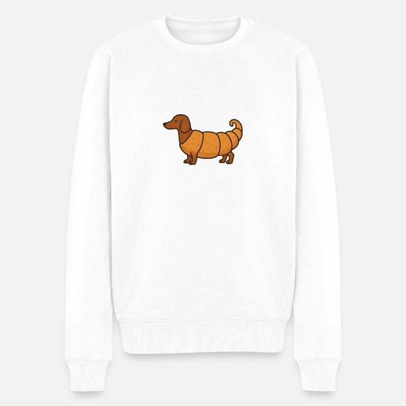 Dackel Croissant Mashup - Männer Premium Bio Pullover - Weiß