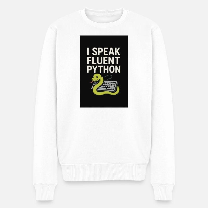 Python-Codierungsschlange - Männer Premium Bio Pullover - Weiß