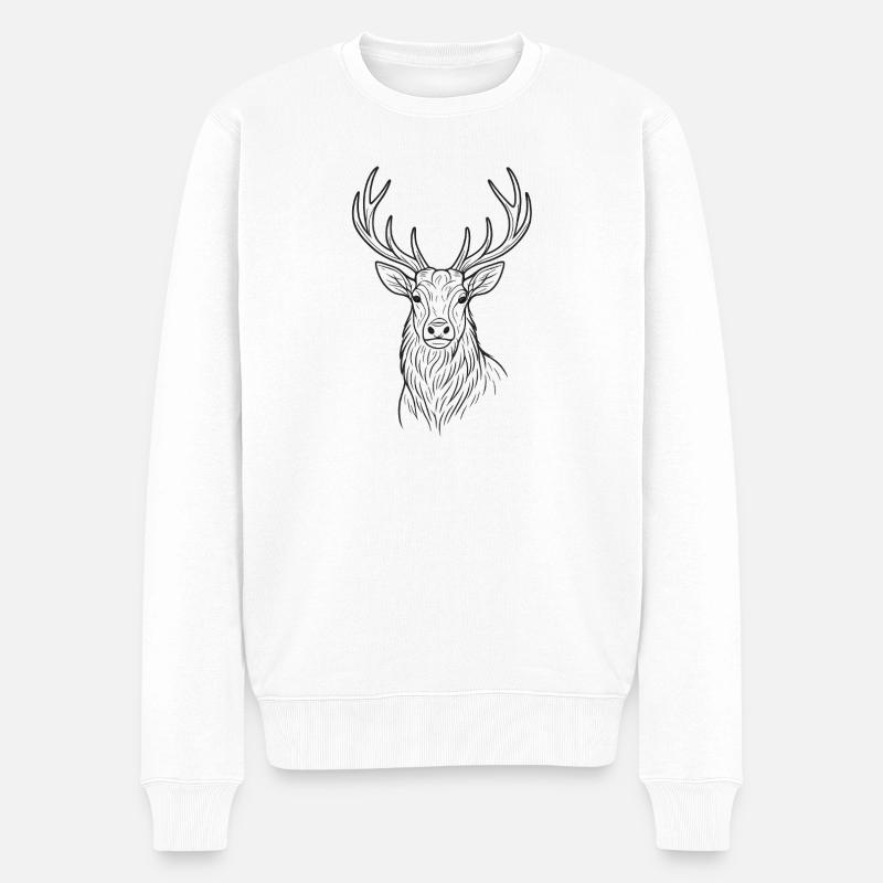Modernes Hirsch-Design  - Männer Premium Bio Pullover - Weiß