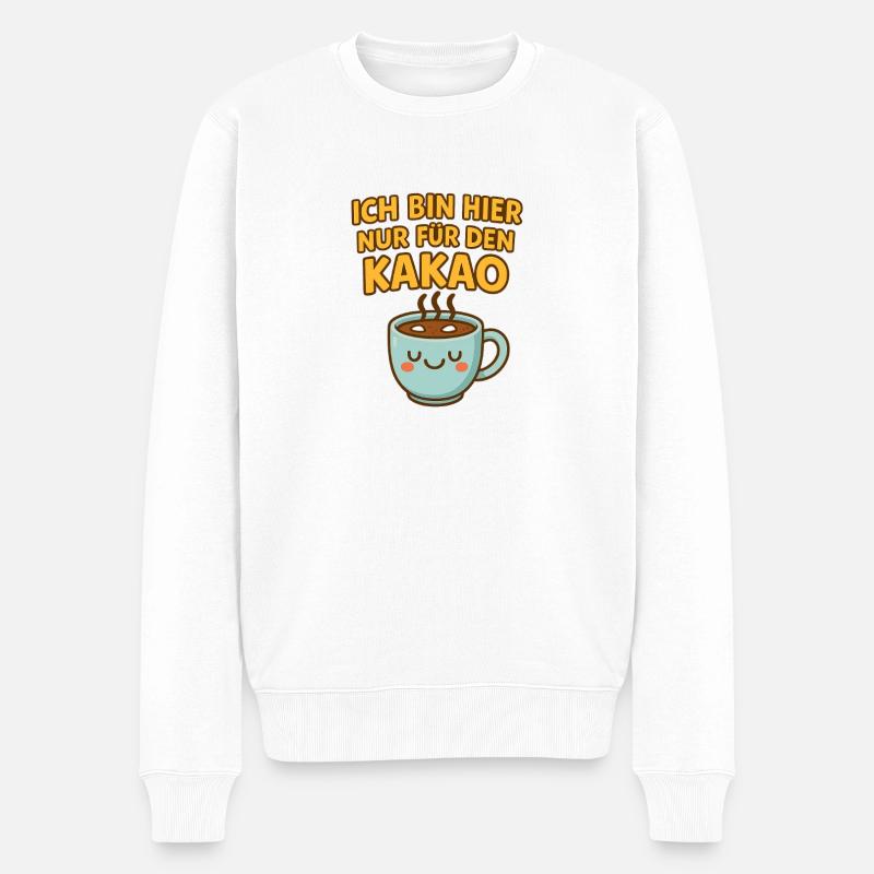 Ich bin hier nur für den Kakao - Männer Premium Bio Pullover - Weiß