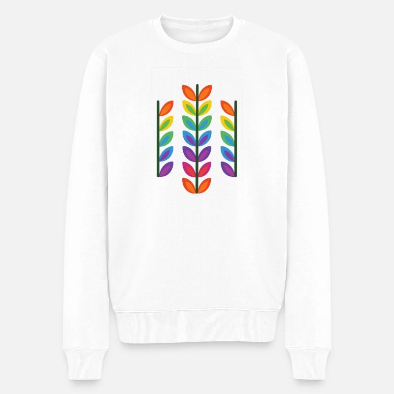Regenbogenblatt-Design im lebendigen Stil - Männer Premium Bio Pullover - Weiß