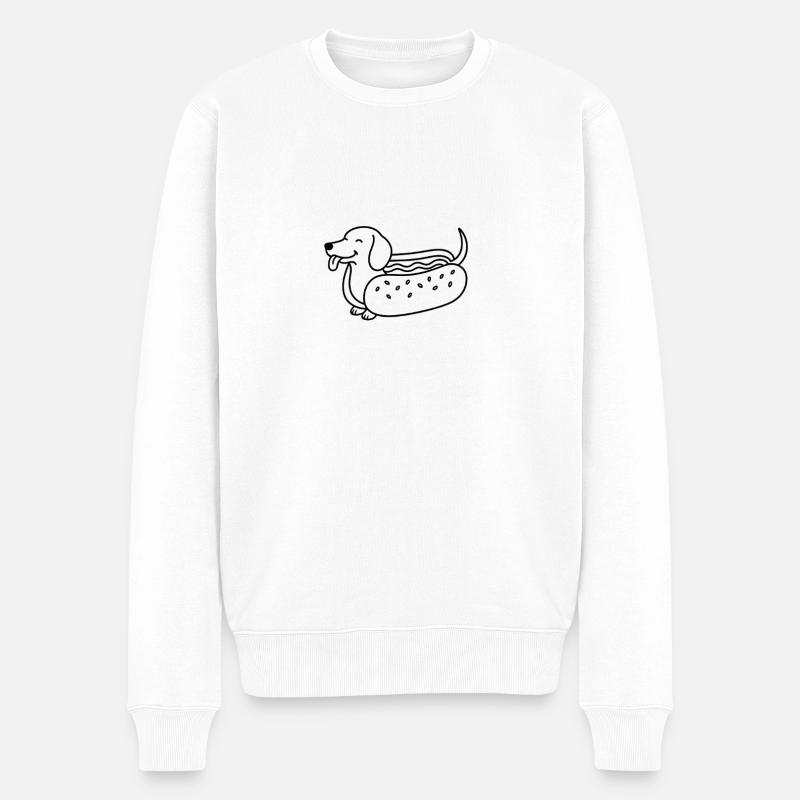 Dackel teckel hot-dog dessin au trait - Pull Premium bio Homme - blanc