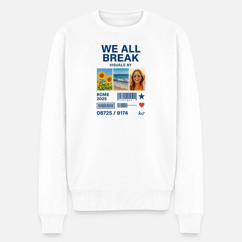 Sommerblaue Collage und Lächeln - Männer Premium Bio Pullover - Weiß