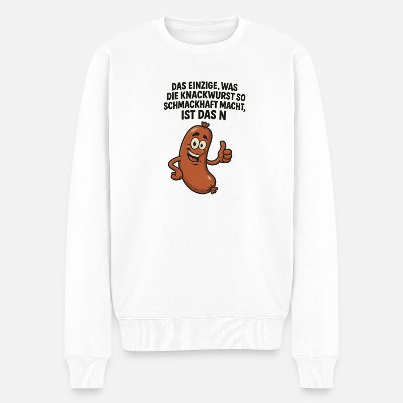 Knackwurst Lustiger Spruch - Männer Premium Bio Pullover - Weiß