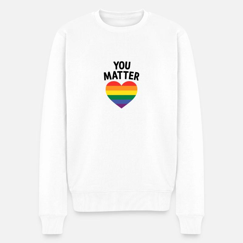 Conception de cœur arc-en-ciel LGBTQ+ - Pull Premium bio Homme - blanc