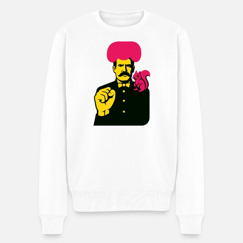 Strange Art Man - Männer Premium Bio Pullover - Weiß