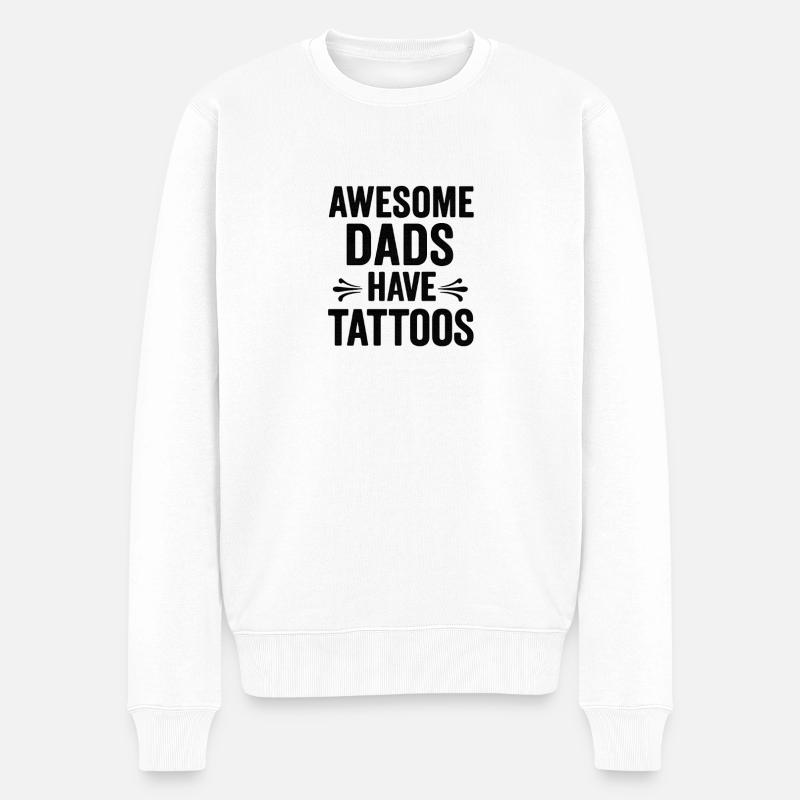Stolzer Papa mit Tattoos - Männer Premium Bio Pullover - Weiß