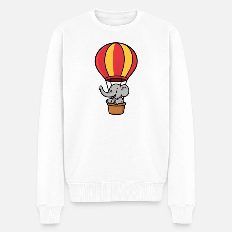 Niedlicher Elefantenballon Kinderdesign - Männer Premium Bio Pullover - Weiß