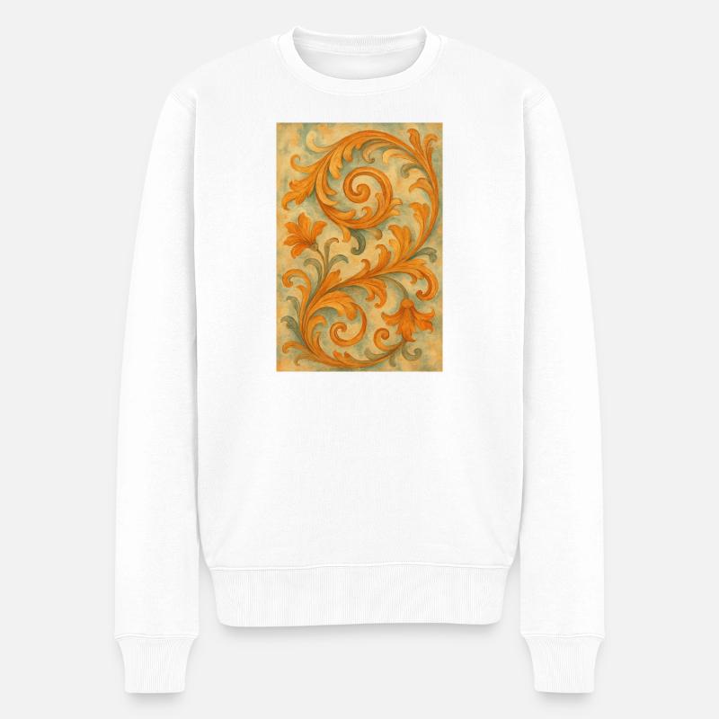 Gelbes Barock-Ornamentmotiv - Männer Premium Bio Pullover - Weiß