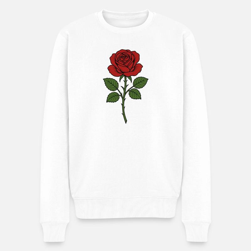 Rose d’Erchian à feuilles vertes - Pull Premium bio Homme - blanc