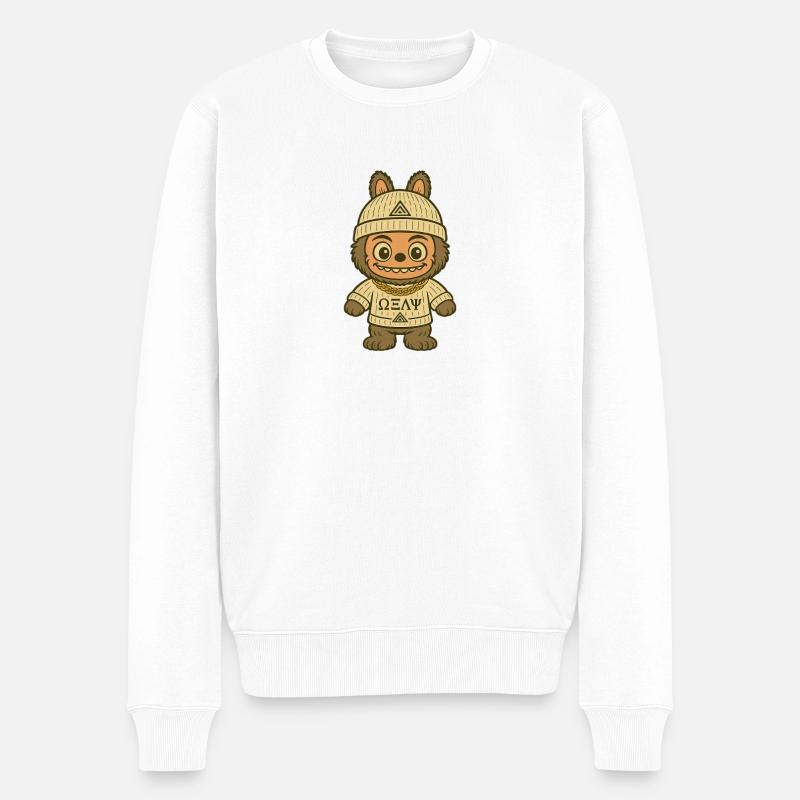 Bärchen Kuscheltier mit Streetwear-Style - Männer Premium Bio Pullover - Weiß