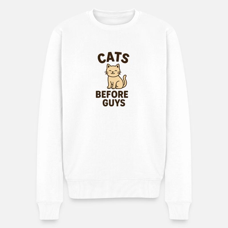 Cats Before Guys - Männer Premium Bio Pullover - Weiß