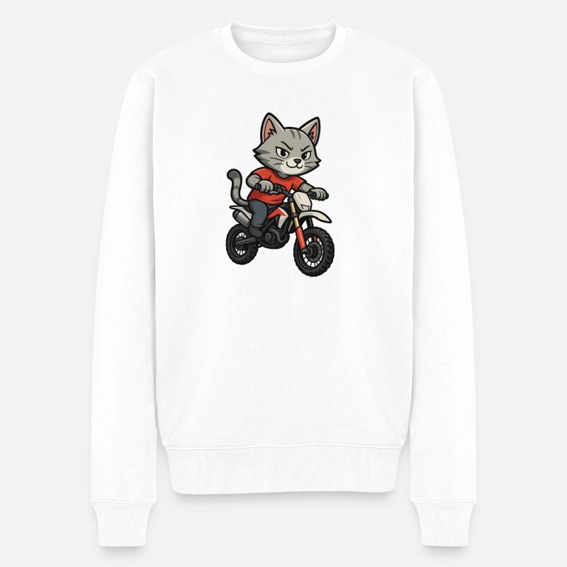 Chat de motocross - Pull Premium bio Homme - blanc