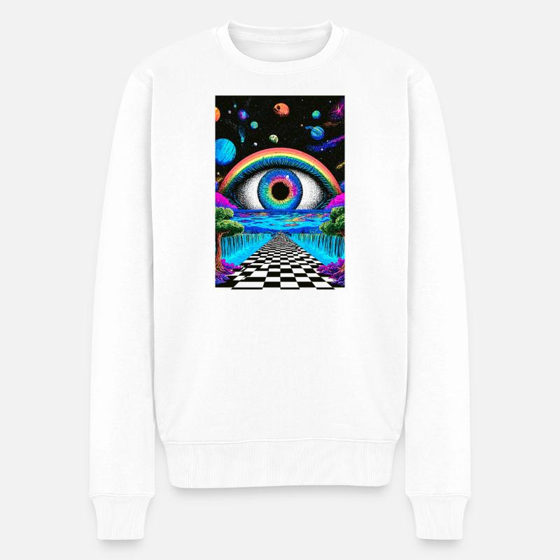 Psychedelische Reise ins All - Männer Premium Bio Pullover - Weiß