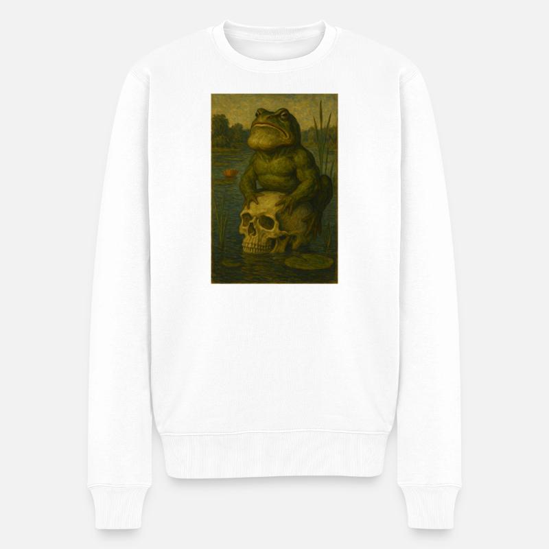 Der Stoiker des Teiches - Männer Premium Bio Pullover - Weiß