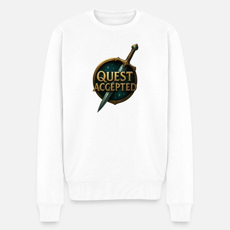 Quest_Accepted - Pull Premium bio Homme - blanc
