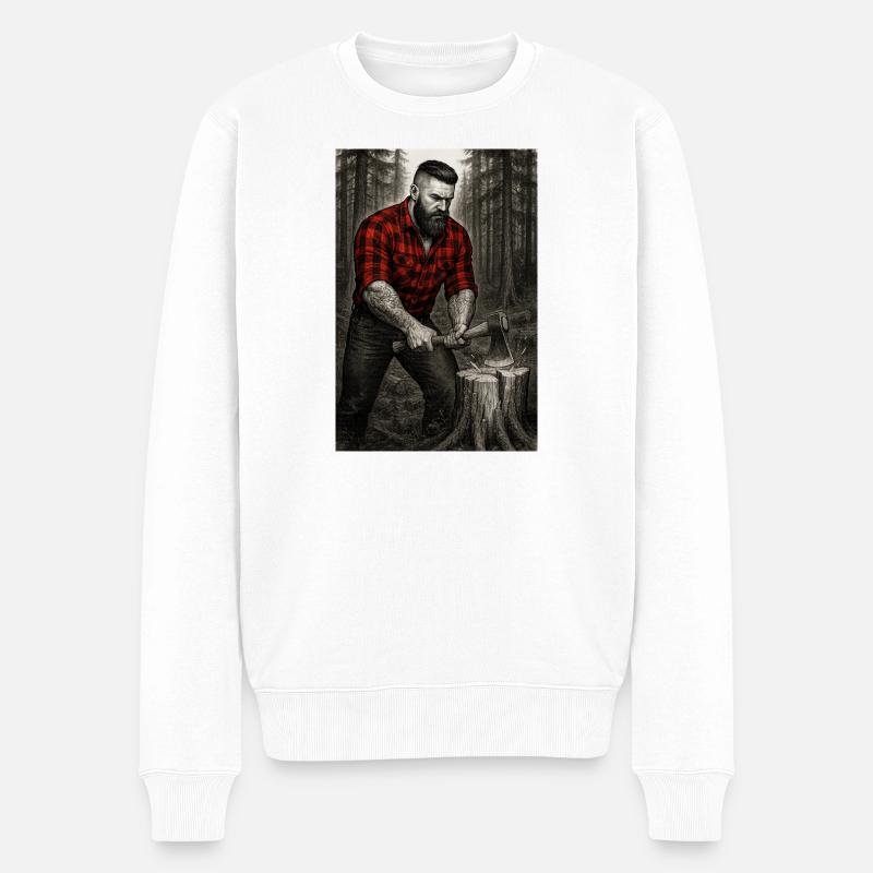 Bûcheron en forêt - Pull Premium bio Homme - blanc