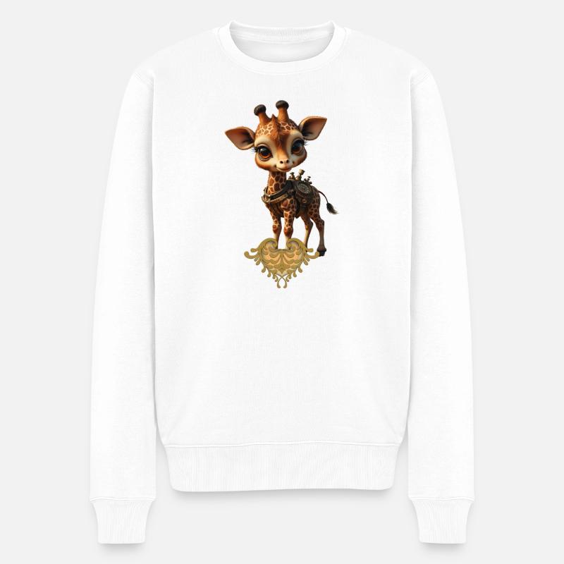 Charmante Steampunk-Giraffe - Männer Premium Bio Pullover - Weiß