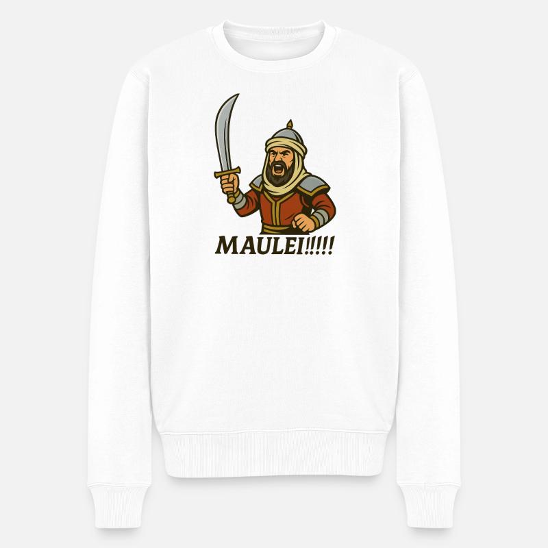 ⚔️ Guerrier arabe avec barbe – « Maulei !! » - Pull Premium bio Homme - blanc