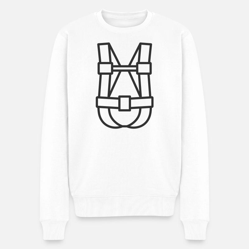 Klettergurt Line Icon - Männer Premium Bio Pullover - Weiß