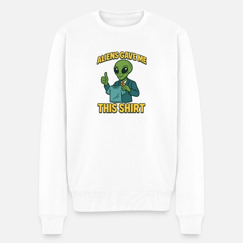 Außerirdischer Kleidungswitz - Männer Premium Bio Pullover - Weiß