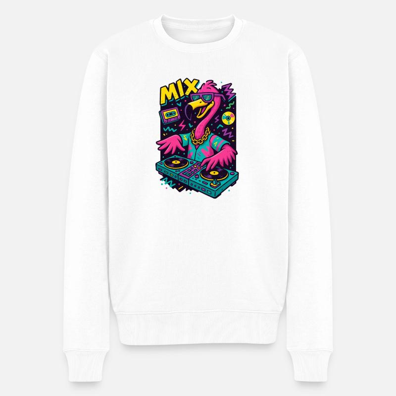 Neon Flamingo  - Männer Premium Bio Pullover - Weiß