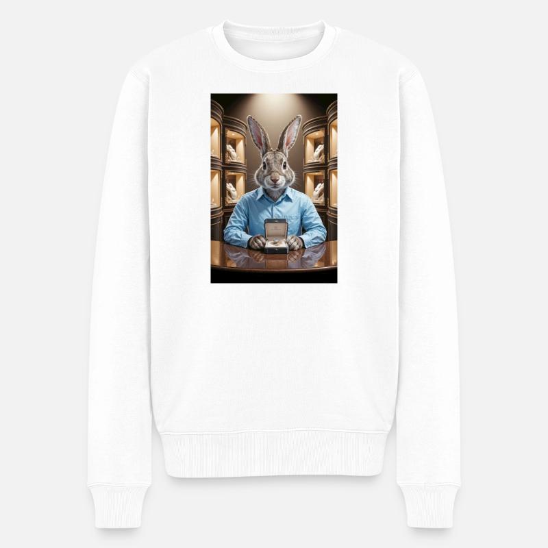 Humanoider Hasenschmuck - Männer Premium Bio Pullover - Weiß